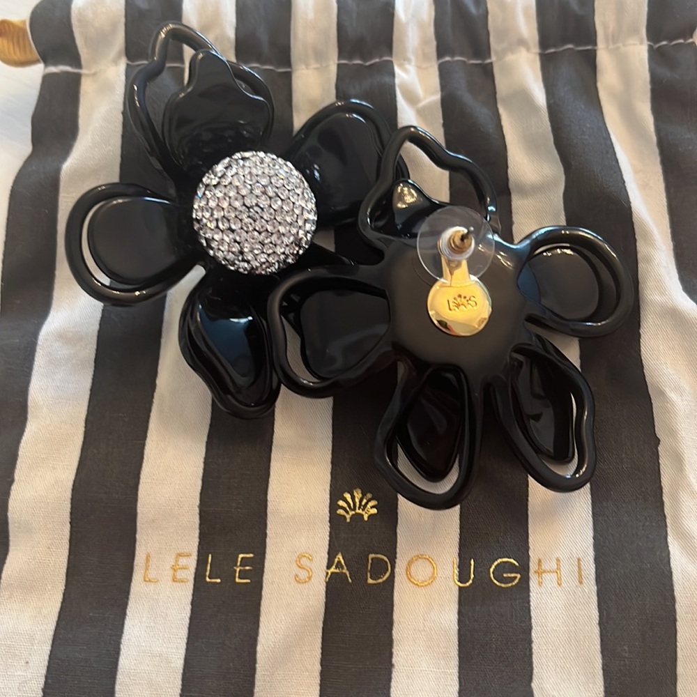Lele Sadoughi lily crystal earrings in black - Picture 3 of 6